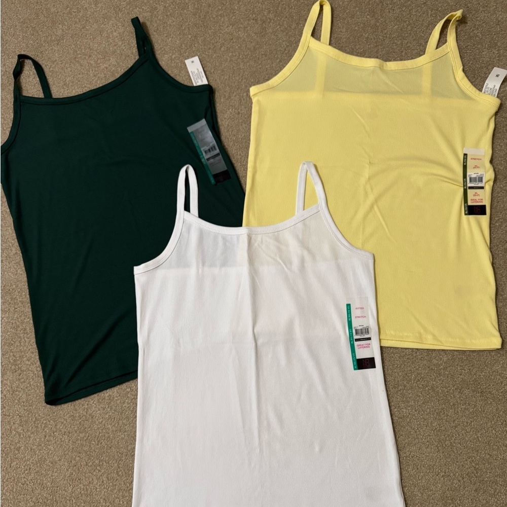 No Boundaries Camisoles - White, Yellow, Green